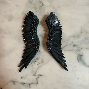 Mignonne Gavigan Green and Black Wing Earrings Mega Madeline
